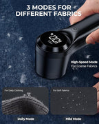FrSara Fabric Shaver, Rechargeable Lint Remover, 3-Speed Electic Lint Shaver, 6-Blade Sweater Shavers to Remove Pilling, Battery Powered with LED Display for Furniture,Clothes, Upholstery, Black