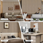 ARMURO Acoustic Wood Wall Panels, 2 PCS Slat Wall Panels - Walnut Veneer Soundproof Panels for Home & Office, 94.5" Extra-Long Easy Peel & Stick Panels for Walls (11.8"W x 94.5"L)
