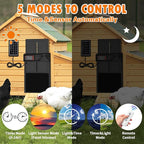 Automatic Chicken Coop Door Solar Powered, Aluminum Alloy Automatic Chicken Door with Large Size, 4 Modes, Timer & Light Sensor, Anti-Pinch Safety Design, LCD Display, Remote Control, Weatherproof