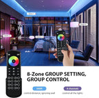 XXK RC05RFB RF Remoter, 8-Zone 2.4G Handheld RF Remote Control Compatible with RGBCCT RGBW CCT RGB LED Controller, 500ft Wireless Control 8 Channel Group Control for Home RGBCCT LED Strip Lights