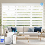 COOLWINDS Motorized Zebra Blinds for Windows Cordless Electric Curtains with Remote Control Blackout Shades Custom Smart Blinds Compatible with Alexa Google Home(Blackout White,W30 X 72in)