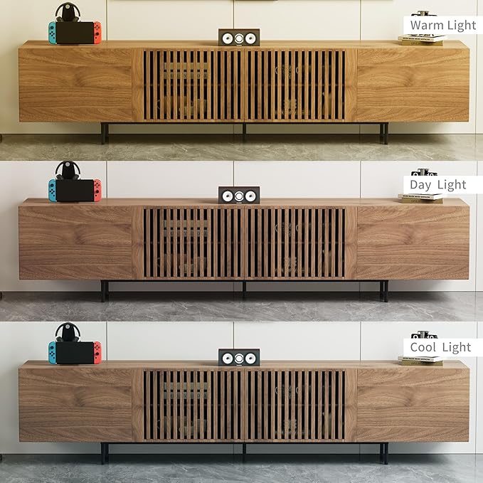 gaoyangjiaju Modern Walnut TV Console for 70 Inch Screen – Long 70.87” Media Unit with Grille Doors and Drawers, Great for Living Rooms & Bedrooms
