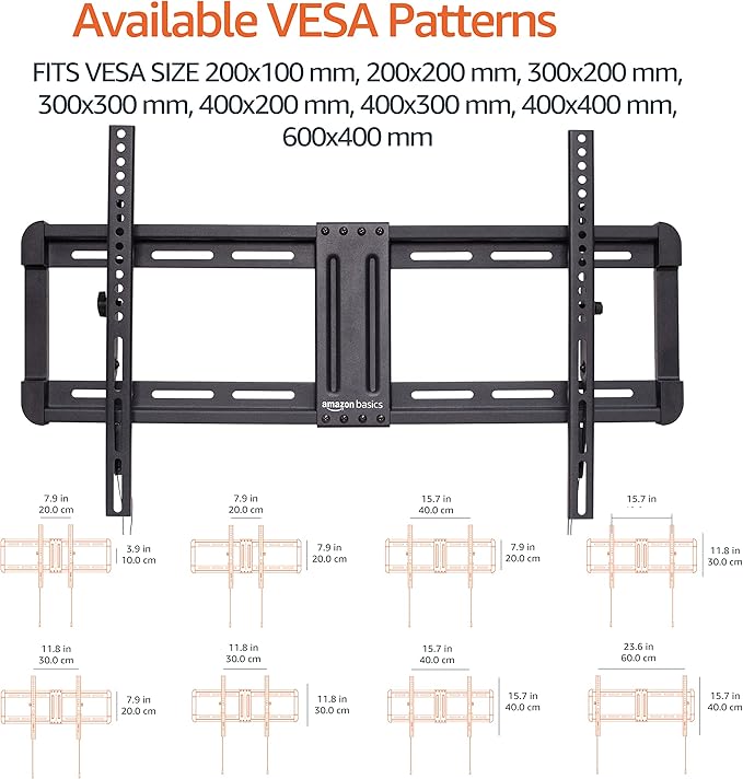 Amazon Basics Tilt TV Wall Mount with Horizontal Post Installation Leveling for 32 to 86 inch TVs, Black