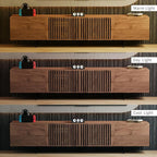 gaoyangjiaju 94.48" Mid-Century Modern TV Stand, Walnut Media Console with 4 Storage Cabinets, Entertainment Center for TVs up to 100 Inches, Ideal for Living Room or Bedroom