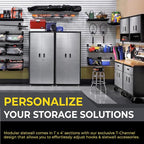 DLDIRECT 96" X 48" - Grey Slatwall Panel Garage Organizer: Heavy Duty Wall Mounted PVC Rack, Interlocking Slat Paneling for Garage Storage, Slotwall Board, Shelves System