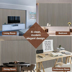 Yuzzy Wood Panels for Wall and Ceiling - 108 x 11 Inch Wood Slat Acoustic Panels 2 PCS - Modern Sound Absorbing Wall Panels for Interior Wall Decor for Home, Office, Studio - Rustic Gray Oak