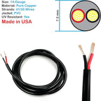 NATIONAL Wire & Cable – 14 AWG 2-Conductor Premium Copper Wire, 25 ft, Stranded | Made in USA, Heavy-Duty Flexible Jacket | Automotive, Low Voltage, LED, Lights, DIY, Indoor and Outdoor Use