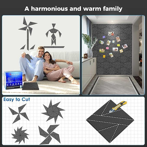 12 Pack Large Self-Adhesive Soundproof Wall Panels, 15.7 x 15.7 x 0.47 in Sound Proof Foam Panels for Walls, 1.2lb/ft³ High Density,Large Size Acoustic Panels, Sound Dampening Panels Black