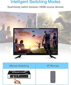 Kinivo HDMI Switch with Audio Extractor 360BNT (3 in one out, Toslink Optical Audio Port, SPDIF, 4K 60Hz, High Speed 18Gbps, IR Remote) - Compatible with Roku, PS5, Xbox, Apple TV, Dolby Digital/Atmos