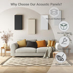 4 Pack High-Density Core with Fabric Cover Acoustic Panels – 24×12×2 In Self-Adhesive Soundproofing and Sound-Absorbing Wall Panels for Echo Reduction in Studio, Theater, or Recording (Linen White)