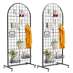 VGMiu Grid Wall Panel 2PCS Display Stand 2' x 5.2' FT Black Grid Wall Panels Movable Retail Display Racks Floorstanding Gridwall Heavy Duty with Wheel for Art Craft Photo Displays Fair Trade Show