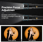 WELLMAKING 15W LED Photography Flashlight Optical Glass Lenses, 7800mAh Aluminum Alloy Patterned Ambient Light, with 20 Patterned Light Filters for Photo, Content Creation Video Recording Accessorie