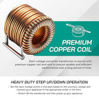 LiteFuze 2000 Watt Japan Voltage Converter Transformer Step Up/Down - 100v to 120v / 120v to 100v Japanese Power Converter - Fully Grounded Cord CE Certified