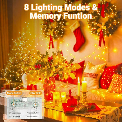 6-Pack 33FT 100 LED Fairy Lights Battery Operated with Timer, Twinkle Lights Indoor Outdoor 8 Modes for Bedroom Centerpiece Patio Jar Party Christmas Decoration Warm White