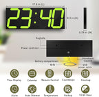 CHKOSDA LED Large Digital Wall Clock, Oversize Digital Clock with 6” Numbers, Remote Control Count up/Countdown Timer Clock, Auto Dimmer, Big Calendar and Thermometer（Yellow