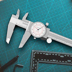 HDLNKAK Dial Caliper 0-6"/150mm Dual Reading Scale, Inch/Metric SAE Standard, Stainless Steel Caliper Measuring Tool Accurate to 0.001”/ 0.02 mm, Silver