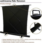 Elite Screens ezCinema Tab-Tension, 90-Inch Portable Floor Rising Projector Screen, 4:3, Tab-Tensioned Scissor-Backed, Manual Pull Up Projection Screen+Carry Bag, Home Office Classroom, Black- FT90XWV
