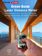 ZC-SG60 Dual Laser Measuring Tool, 196Ft Green-Beam Bilateral Digital Laser Distance Measure 6 Units Ft/in/M, Rechargeable Laser Measurement Tool -Backlit LCD Display, Length/Area/Volume/Angle Sensor