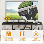 GYIIYUO LED TV Stand with Mount and Power Outlet & Fabric Drawers for 32-85 Inches TV - Entertainment Center and Industrial TV Console Table for Living Room, Bedroom- 47" Black
