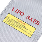 Fdit Lithium-Ion Battery Safe Bag, Fireproof Explosion-Proof Storage Bag 10x20cm with Hook and Loop Fastener for Battery Protection and Transport