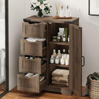 Vabches Farmhouse Bathroom Cabinet, Freestanding Storage Cabinet with 4 Drawers and 1 Door, Rustic Storage Organizer with Adjustable Shelf for Bathroom, Living Room, Entryway, Grey