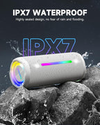 OHAYO Bluetooth Speaker, Portable Wireless, IPX7 Waterproof, Powerful 25W Sound, 24H Playtime, Dual Pairing, Active Bass, Colorful Lights, Bluetooth 5.3, Outdoor Speakers for Home/Party/Beach, White
