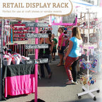 Exttlliy 5-Tier Metal Spinning Display Stand Rack with Wheels, Keychain Jewelry Stocking Hat Display Stand, White
