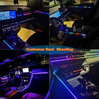 Jushope Acrylic LED Lights - Interior Car Ambient Lighting Kits with Dynamic Rainbow Dream Color Chasing, Music Sync (6 in 1(4 * 29.5+43.3+14.5 inches))