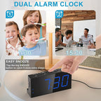 Extra Loud Dual Alarm Clock with Vibration for Bedroom,Extreme Bed Shaker Alarm Clock for Deep Sleeper Hard of Hearing Deaf,7" Clear LED Display,USB Port,Battery Backup,Easy to Set for Senior,Kids,DST