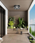 Craftersmark 2Pack Outdoor Flush Mount Ceiling Light 12.5In - Motion Sensor Porch Light, 2-Light E26 Socket, Durable Iron & Clear Glass, Light Fixtures for Porch, Driveway, Covered Patio, Farmhouse