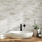 Vamos Tile 100-Piece Matt Beige Mixed Grey Slate Peel and Stick Backsplash Seamless Tile,3''x6'' PVC Subway Tile,Stick on Backsplash for Kitchen/Bathroom/Laundry Room