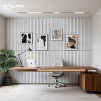 TO-TH Wood-Look Acoustic Wall Panels, 10 Pack 47.2” x 23.6” Sound Panels, Decorative Wood Panels for Wall Sound Dampening Panels for Home, Office, Basement, White Oak with Mitered Edges