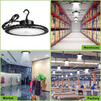 High Bay Led Shop Lights 200W 1-10V Dimmable UFO LED High Bay Light 200W 5000K with US Plug&Hook 30000LM ETL Listed - Ideal Shop Lights UFO Lights Led Warehouse