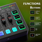 IXTECH Gaming Audio Mixer 4 Channel Soundboard, Streaming RGB PC Audio Interface with XLR Microphone Support, Audio Equalizer for Gaming Podcast Streaming Karaoke, Individual Volume Controls (Black)