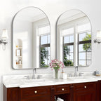 Arched Bathroom Mirror, 30"x48" Silver Arched Mirror for Bathroom, Wall Mounted Mirror, Silver Vanity Wall Mirror w/Metal Frame for Bedroom, Entryway, Living Room, Hanging or Leaning Against