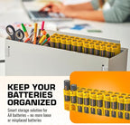 AA Battery Storage Caddy by Storacell, Yellow - Holds 24 Batteries (Not Included)