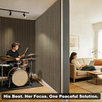 Acoustic Wall Panels, 2 Pack Wood Slat Wall Panel, Soundproof Wall Panels, 3D Textured Wall Decor for Ceiling and Wall, 23.6" x 47.2", in Walnut Finish