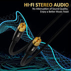 Subwoofer Cable RCA to RCA Audio Cable 8FT, Digital Coaxial Audio Cable, Premium S/PDIF RCA Cord for Home Theater, HDTV, Subwoofer, Hi-Fi System, Amplifier, 22AWG Tinned Copper, Double Shielded