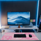 Eflxamz Desk Pad,Pink Marble Swirls Texture Desk Mat,Flow Liquid Waves Large Gaming Mouse Pad for Desk,Extended Big Computer Keyboard Mouse Pad with Non-Slip Base and Stitched Edge,35.4"x15.7"