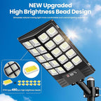 4 Pack 16" Large Solar Street Lights Outdoor Waterproof - Solar Powered Security Parking Lot Light Dusk to Dawn 60000LM,Motion Sensor Commercial LED Solar Flood Lights Remote Control for Outside Yard