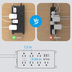 TROND Surge Protector Power Strip, Flat Plug 15ft Long Extension Cord, 7 Widely-Spaced Outlets with 3 USB Ports, ETL Listed, 1700J, Wall Mountable, for Home Office Garage, Black