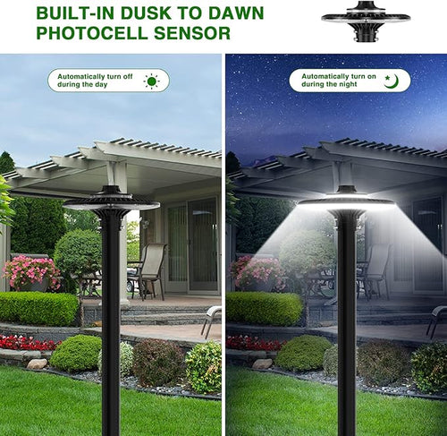 80W LED Post Top Light with Photocell, 11200 lumens 5000K Circular Area Pole Lights, IP65 Waterproof Outdoor Post Light Fixtures for Garden Yard Street Parking Lot Lighting UL Listed, AC100-277V