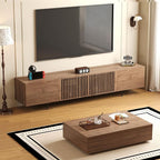 NessCarsti Mid-Century Modern TV Stand & Expandable Coffee Table Set, Walnut Finish, Stylish Storage Combo for Living Room or Bedroom (94.48“TV Stand+Coffee Table)