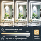 YEELAIT 20x30 Inch LED Bathroom Mirror with Lights Front and Backlit Lighted Vanity Mirror for Bathroom Wall with 3 Colors Dimmable Anti-Fog Memory Shatter-Proof IP54 Waterproof Horizontal/Vertical