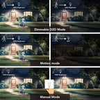 OREiN Motion Sensor Outdoor Lights, 3500LM 450° Adjustable Security Light Dimmable Dusk to Dawn Flood Lights Outdoor, 180° Motion Sensor Lights for Front Door, Garage, Stairs, Black (Hardwired)