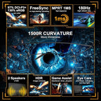 SANSUI 24 Inch Curved Gaming Monitor up to 180Hz MPRT 1ms with Built-in Speakers,FHD 1080P Computer Monitor Freesync 130% sRGB HDR,HDMI DP Ports VESA Mount Metal Stand(ES-G24C1 HDMI Cable Included)