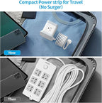 Power Strip with USB C, FDTEK Desktop Power Cube Strip, 10 FT Extension Cord with 4 Outlets and 3 USB, Compact Power Strips Tower for Travel Home Office Cruise Ship - White