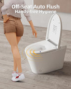 Luoware Smart Toilet Lite without Bidet, One Piece Elongated Modern Toilet with Heated Seat, Pump-Assisted Auto Flush, Foot Sensor Operation, Night Light, Built-in Water Tank, Blackout Flush