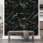 Dundee Deco Faux Marble Wall Panels - 2 ft X 4 ft - Glossy, Waterproof Indoor Wall Cladding - Black, White Veins - Set of 4 - Covers 31 sq ft