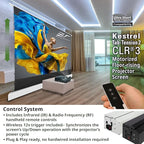 Elite Screens Kestrel Tab-Tension 2 CLR3, 121" 16:9, Ultra-Short Throw Ceiling Ambient Light Rejecting (CLR/ALR) Electric Floor-Rising Motorized Front Projector Screen, White Casing, FTE121XH3-CLR3